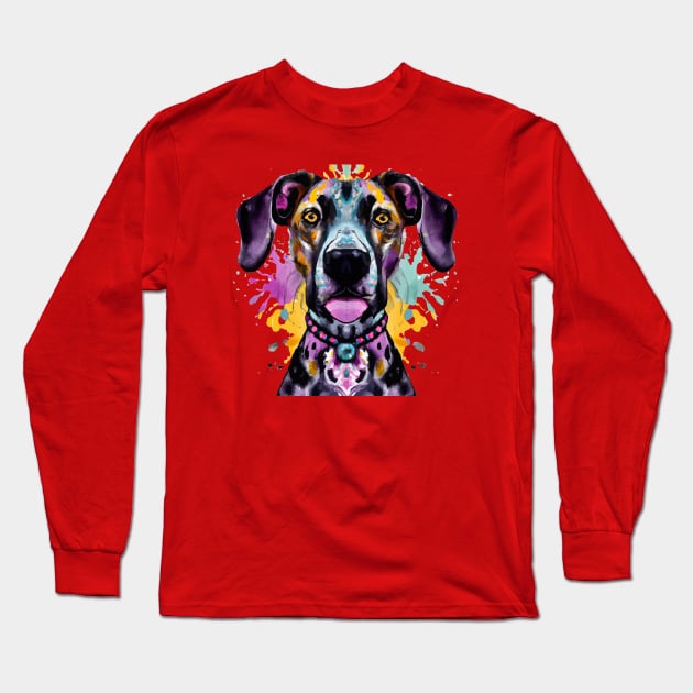 Louisiana Catahoula Leopard Dog Catahoula Cur Artwork Long Sleeve T-Shirt by Furrban